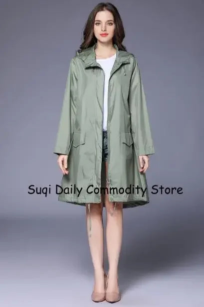 Fashion Women Lightweight Poncho Waterproof Long Raincoat Men Adults Outdoor Windproof Rain Coat Jacket Hiking Rainwear