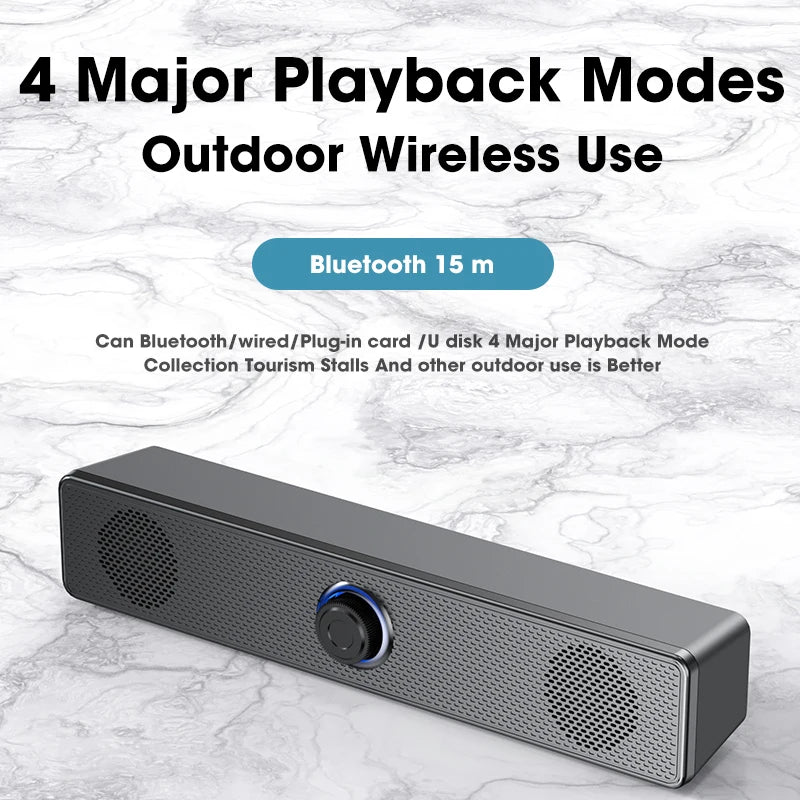 PC Soundbar Wired/Wireless Bluetooth Speaker 4D USB Powered Soundbar for TV Pc Laptop Gaming Home Theater Surround Audio System