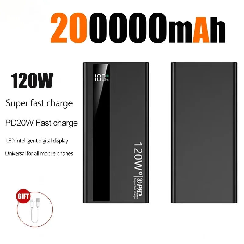 500000mAh 120W Power Bank Большая емкость Супер быстрая зарядка батареи Зарядка