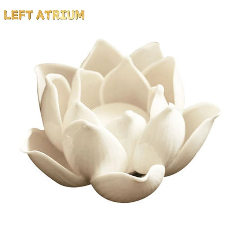 Ceramic Lotus Flower Petals Tealight Candlestick, Candle Holder, Home Decor, Wedding Party Gifts