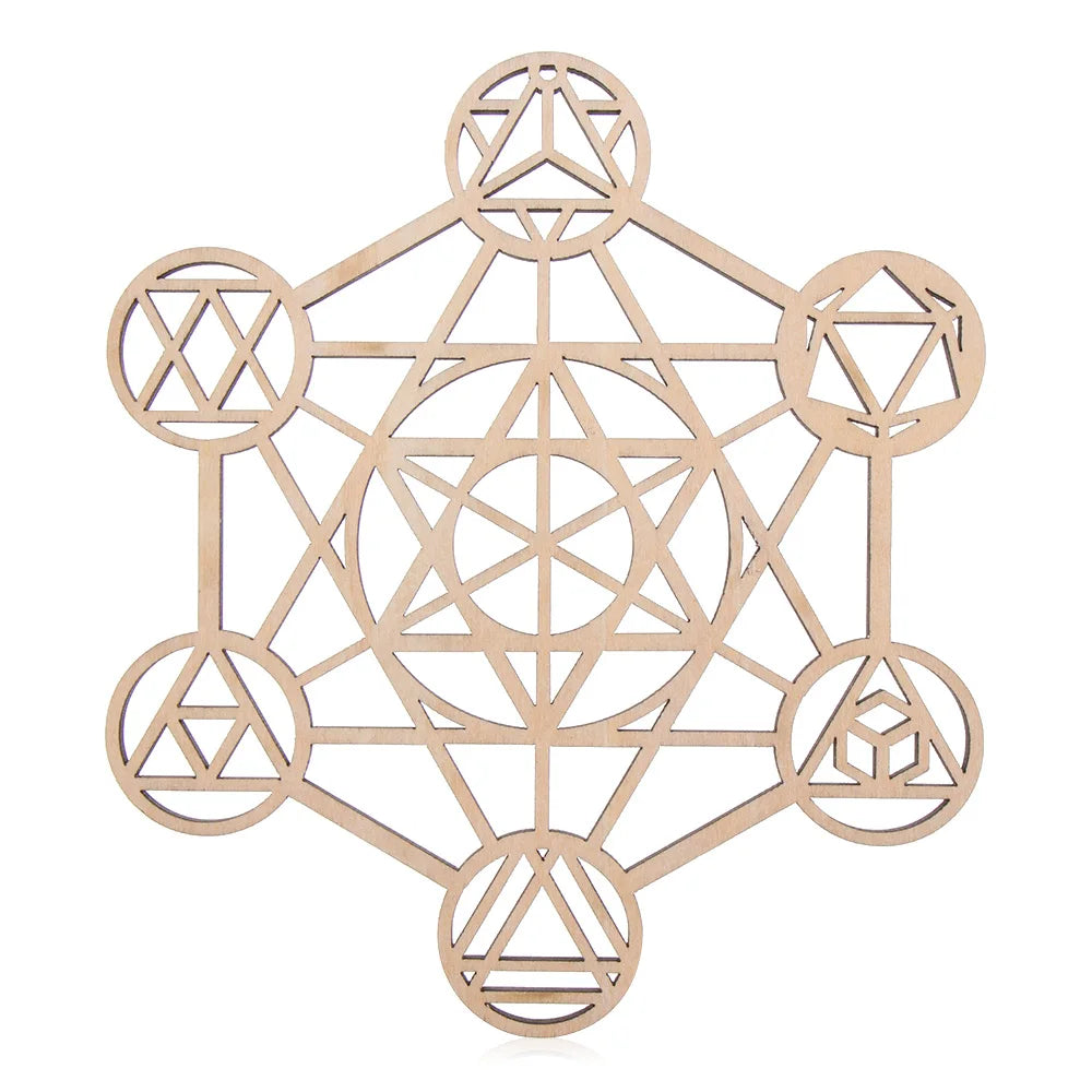 Wooden Wall Art Home Decor Flower Of Life Energy Mat Decorative Boards Crafts Slice Wood Base Coasters Sacred Geometry Ornament