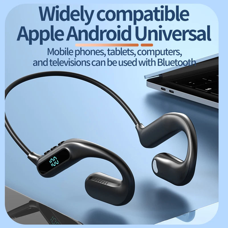 Bluetooth 6.0 Air Conduction Headphone Wireless Waterproof Sports Headset HiFi Stereo Noise Reduction Music Ear Hook Earbuds