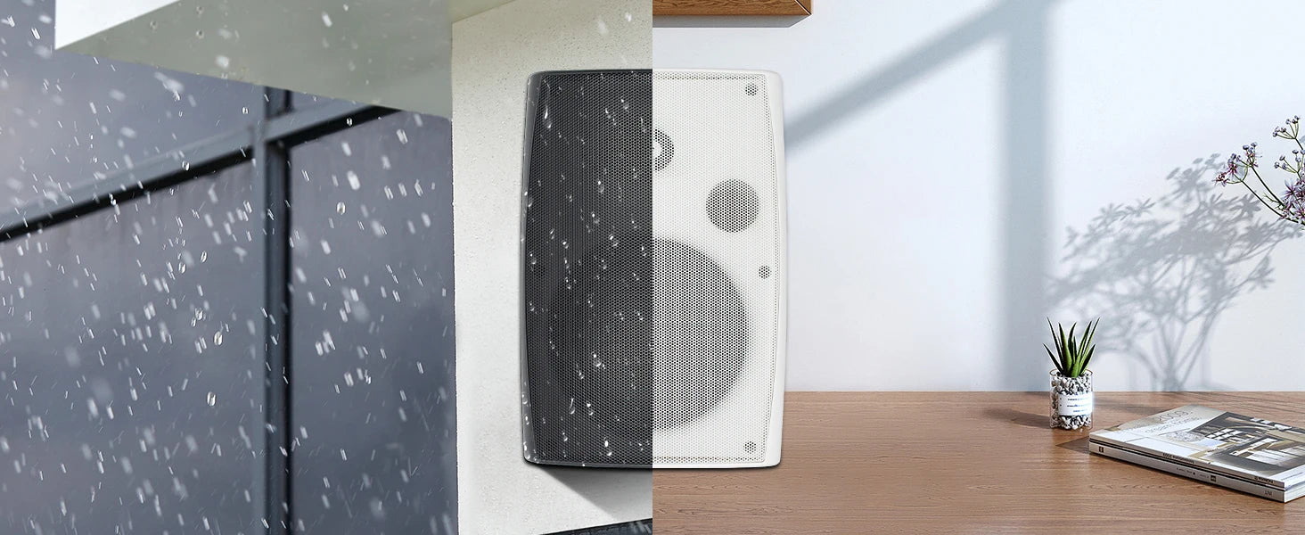 Herdio 2PCS 6.5‘’ 400W Outdoor Passive Speakers Wired Waterproof With Powerful Bass Wall Mount Speakers For Patio Poolside