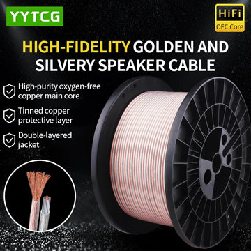 YYTCG DIY HIFI Audio Cable Oxygen Free Pure Copper OFC Speaker Cable For Car Stereos, Home Theater Speakers, Surround Sound