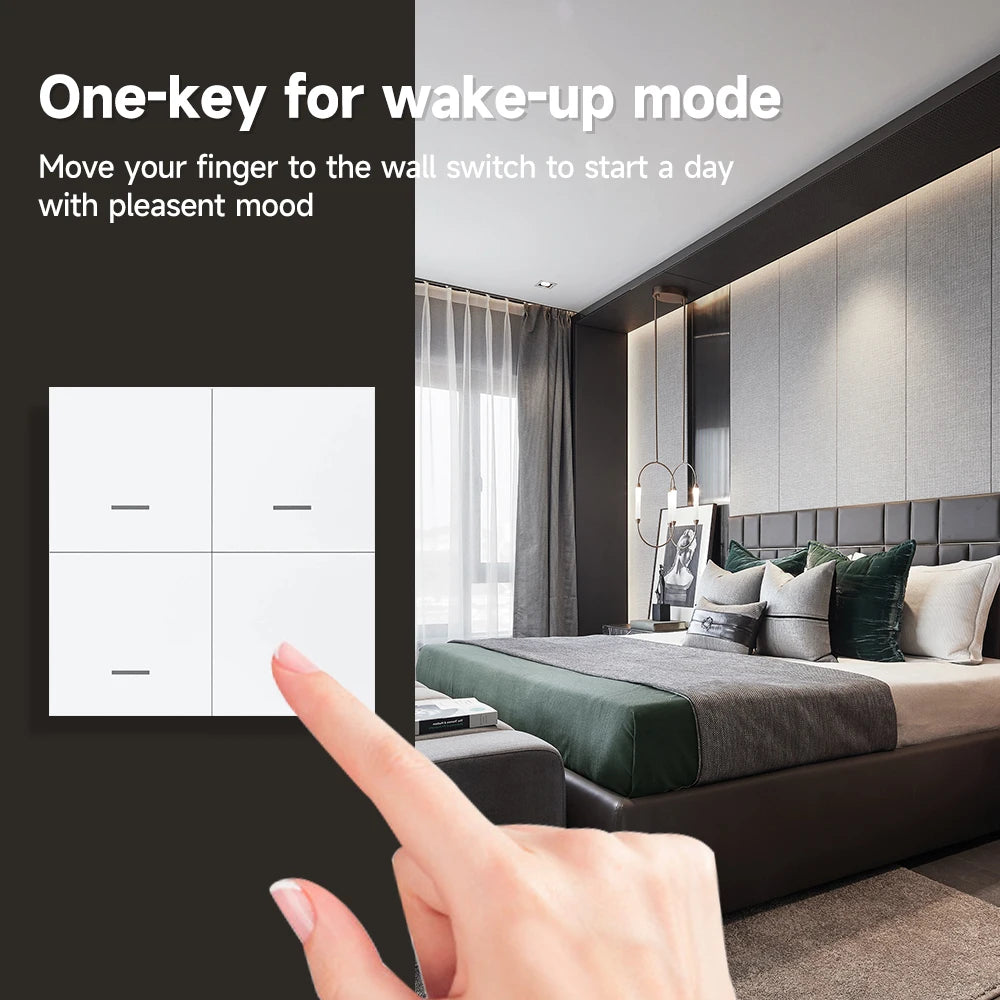Zigbee 3.0 Wireless Smart Scene Switch Push Button 4 Gang 12 Modes Home Automation Scenario Controller Works With Tuya Devices