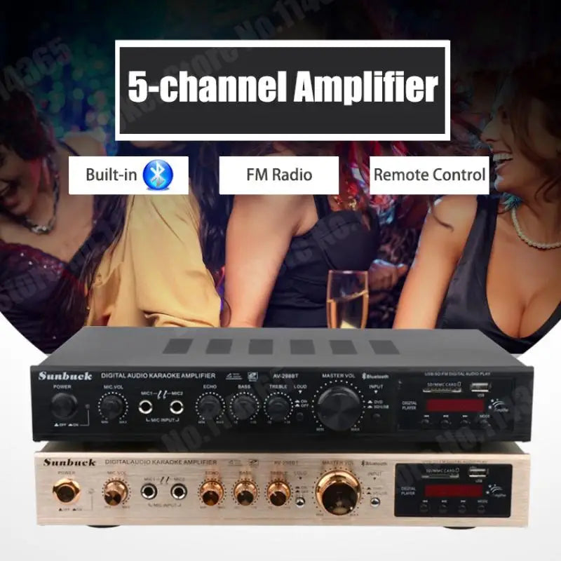 110/220V 2000W Bluetooth 5.0 Audio Power Amplifier Home Theater Amplifiers amplificador Audio Support FM USB with Remote Control