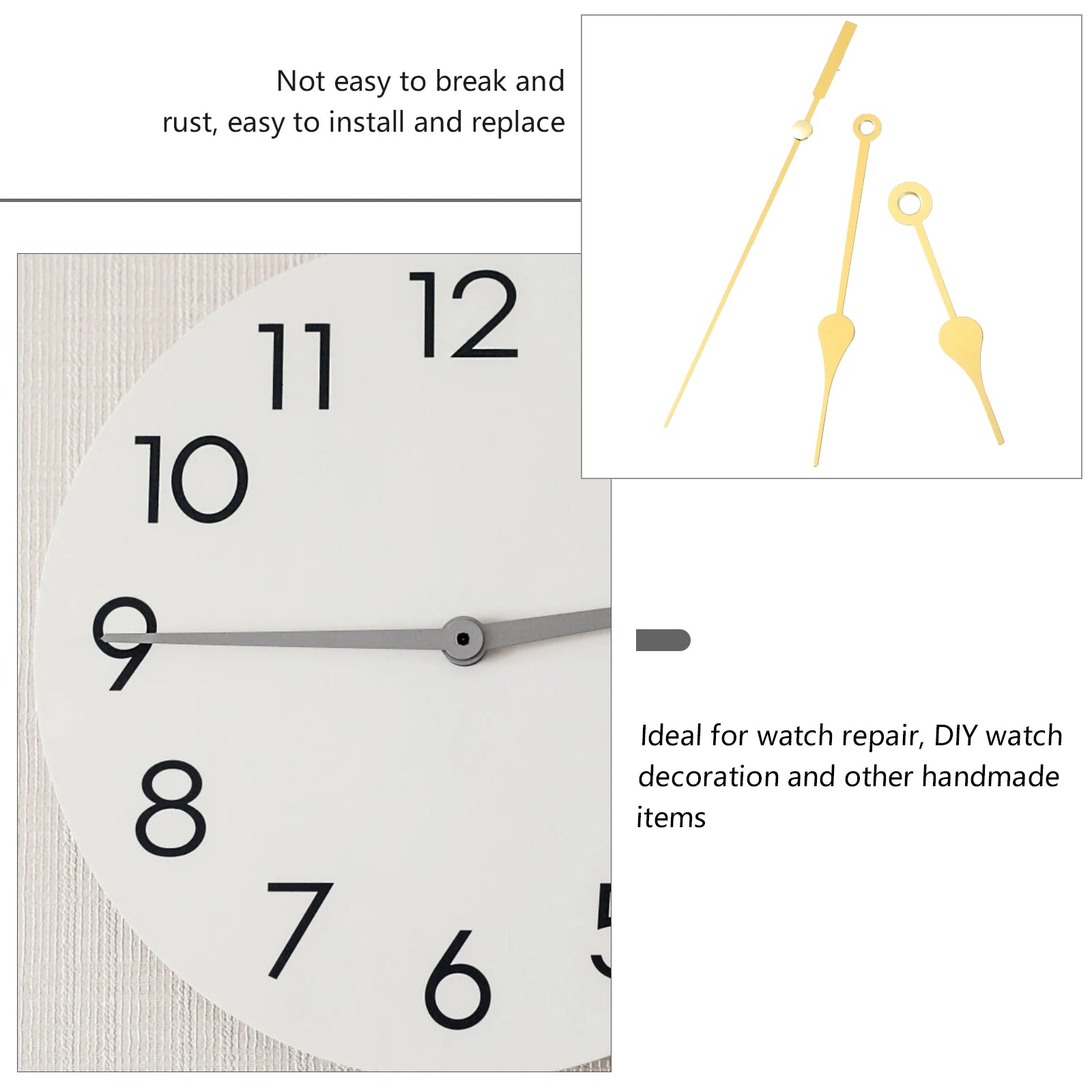 Clock Hand Diy Set Pointer Hands Kit Replacement Mechanism Parts Movement Repair Repairing Wall Craft High Torque Metal Only