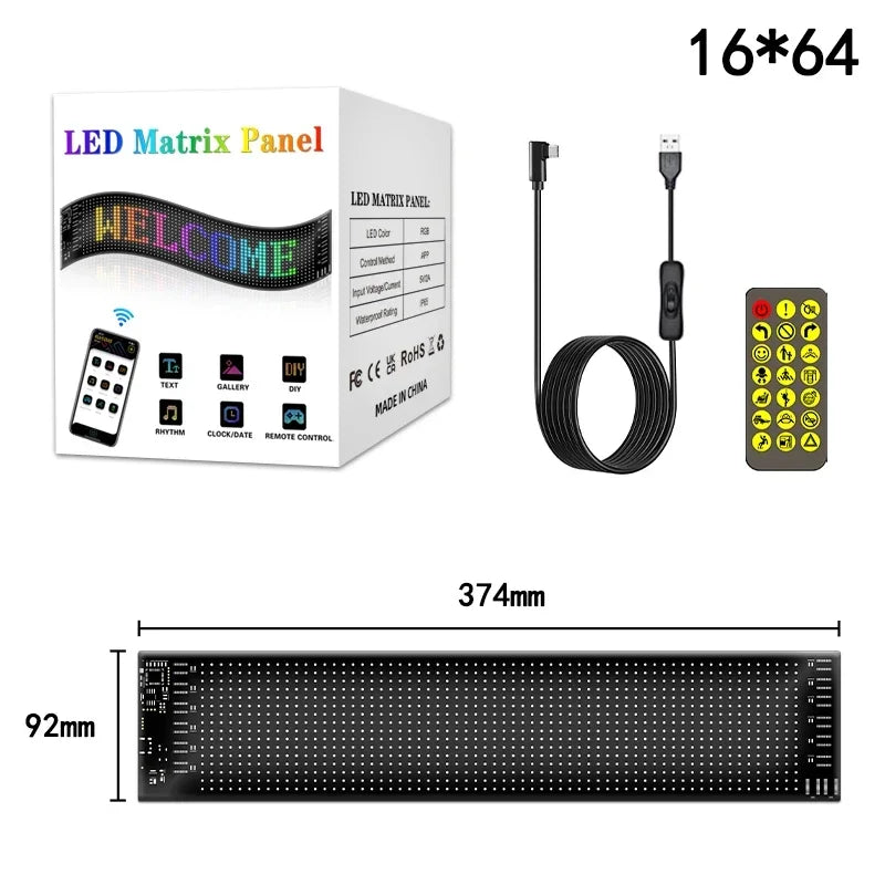 Smart Pixel LED Display Panel Digital Screen Matrix Programmable Advertising Sign USB 5V APP Control Customize Image Animation