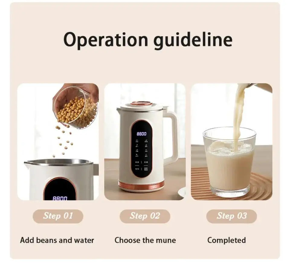 800ml/1500ml Soy Milk Machine Electric Juicer Blender Mixer Soybean Milk Maker High Speed Blenders 10 Blades Breakfast Machine
