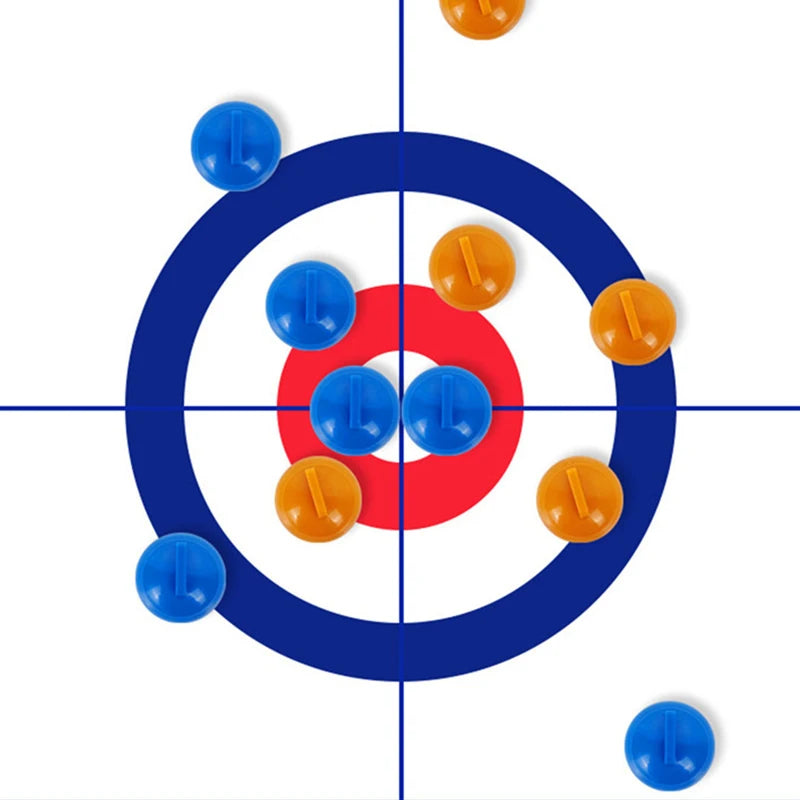 Family Fun Board Games for Kids & Adults: Tabletop Curling Game with 8 Rollers & Shuffleboard Pucks!