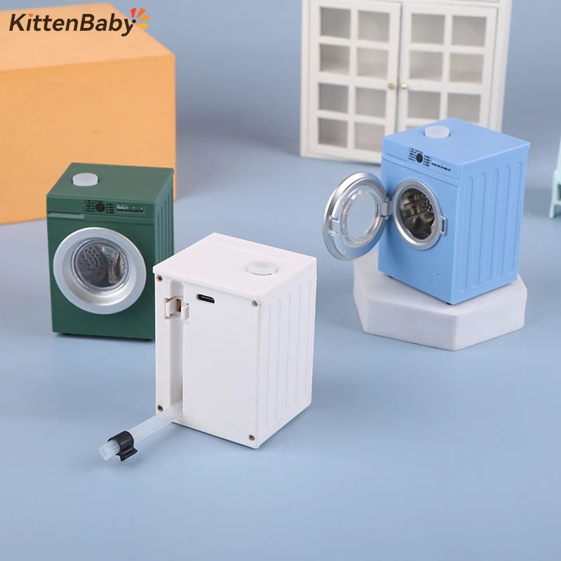 1Pcs Dollhouse Miniature Simulation Washing Machine Drum Washer Laundry Model Dollhouse Home Appliance Model Decor Toy