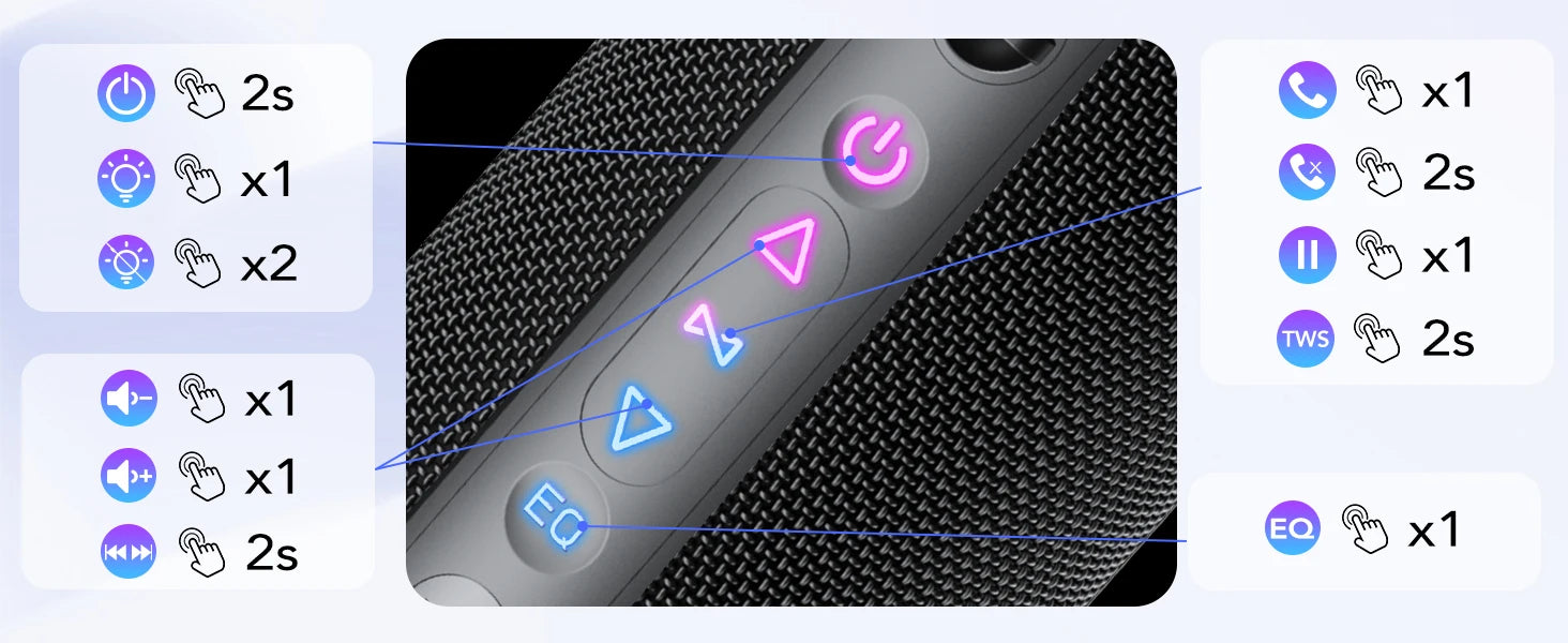 Portable Bluetooth Speaker, Bluetooth 5.4 Speaker, 30W Dual Speaker, Deep Bass, 30H Playtime, 3 EQ Mode, Colorful RGB Lights