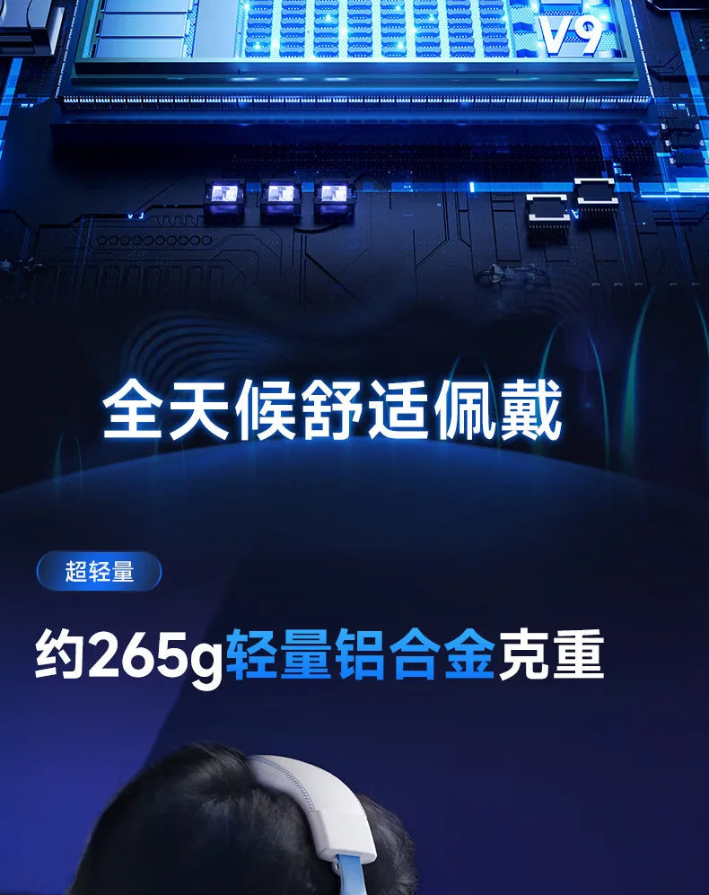 Newly Upgraded MCHOSE V9 Pro Over-Ear Gaming Headset with Four-Mode Connectivity Long Battery Life for Gaming and Entertainment