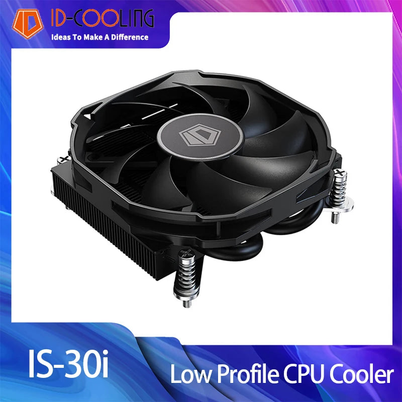 ID-COOLING IS-30I Ultra-Thin CPU Cooler Heat Sink Temperature Controlled Silent 4 Heat Pipe 3600RPM Low Profile Radiator