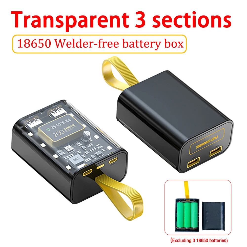 8*18650 Power Bank Battery Case 22.5W PD 45W Fast Charging Battery Storage Box Welding Free USB+Type-C Port