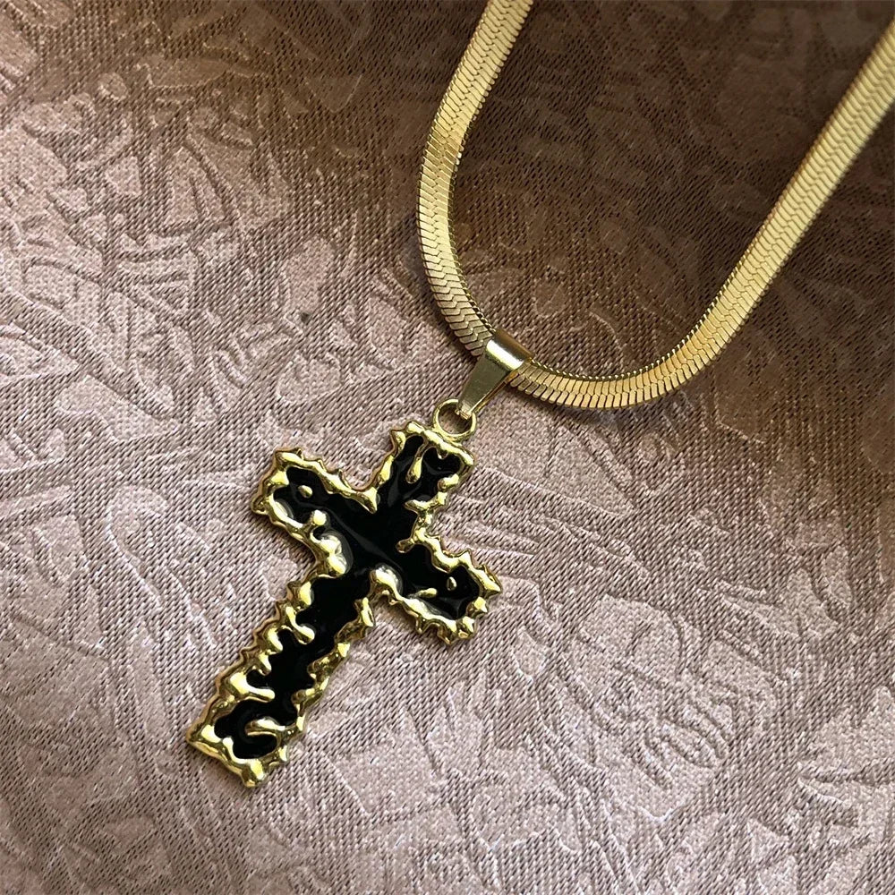 Christian Jesus Cross Necklace For Women Men Stainless Steel Chains Choker Religion Cross Pendants Jewelry Prayer Baptism Gifts