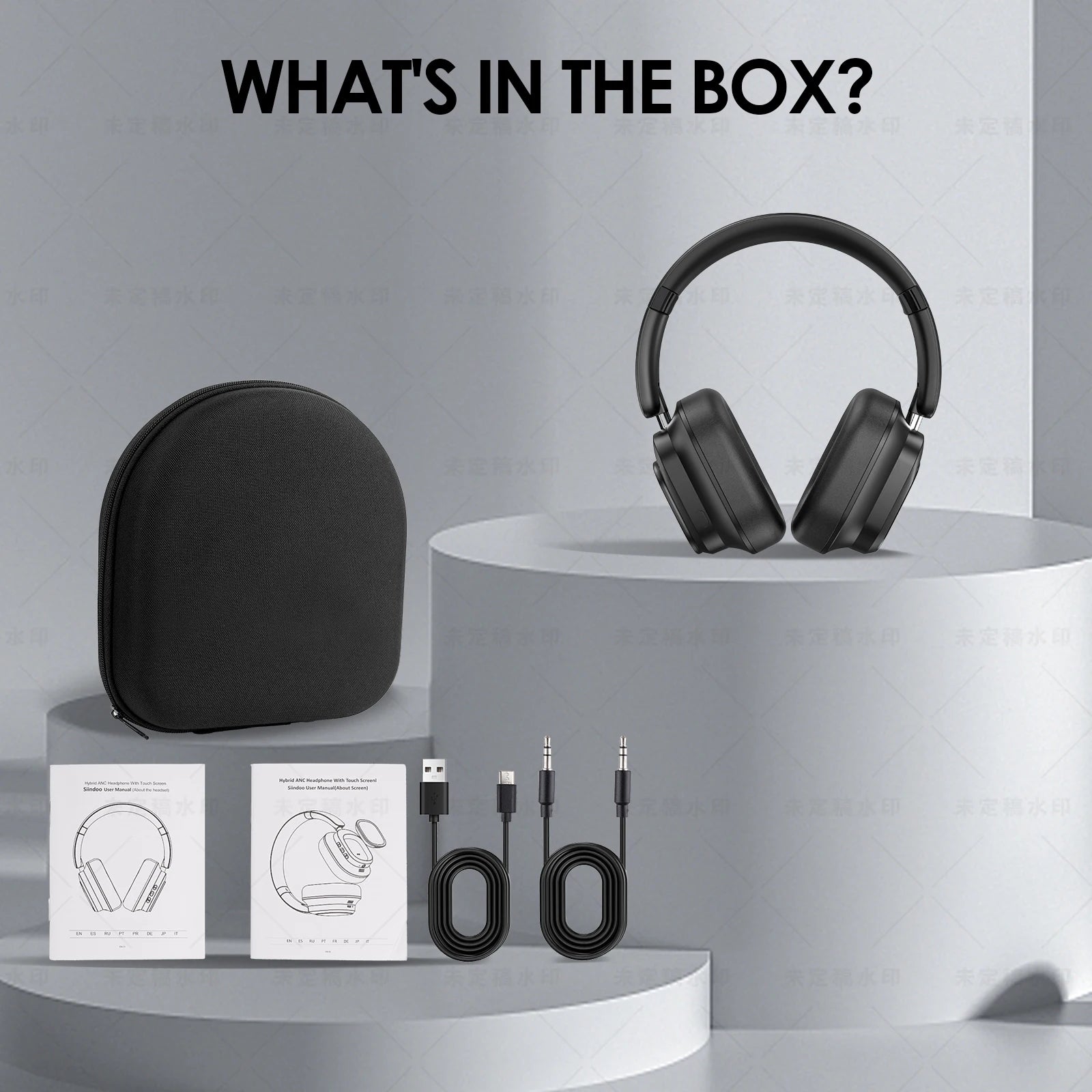 Siindoo JH-ANC930Plus Active Noise Cancelling Headphones, Hybrid Wireless Headphone With Multi Magnetic Touch Control LED Screen