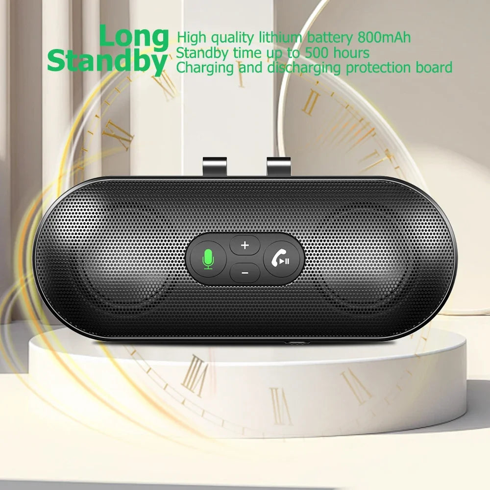Bluetooth 5.4 Car Kit Handsfree Dual 3W Speakerphone Sun Visor Speaker Mp3 Player Wireless Music Receiver With Voice Assistant
