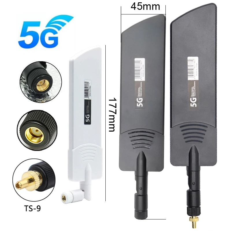 2-piece set, 5G 4G SMA external antenna, suitable for modems, routers, 40dBi folding signal amplifiers, wide range 600~6000Mhz