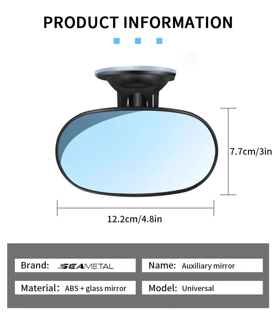 SEAMETAL Car Mirror Interior Baby Mirrors 360 Degrees Rotatable Dashboard Windshield Sun Visor Plate Auxiliary Observe Mirror