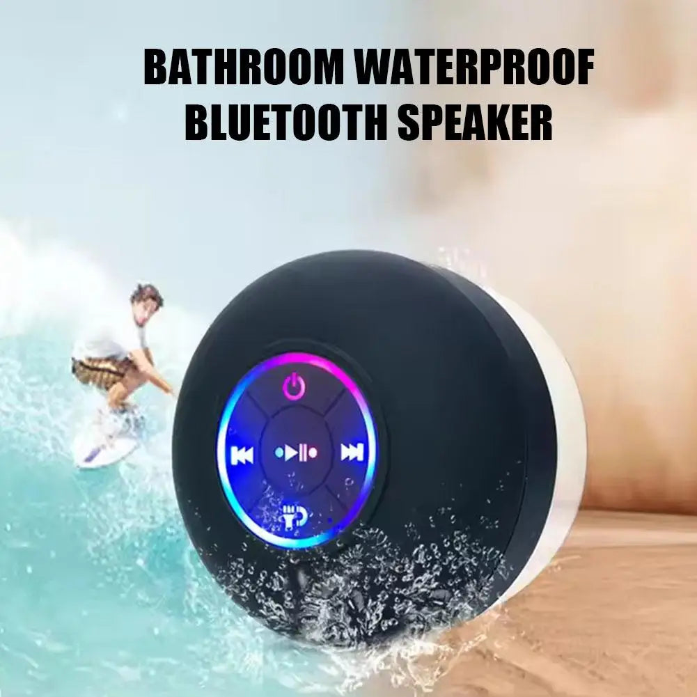 Portable Wireless Bluetooth Speaker LED IPX4 Waterproof Loudspeaker Outdoor Bathroom Large Suction Cup Mini Stereo Sound Box