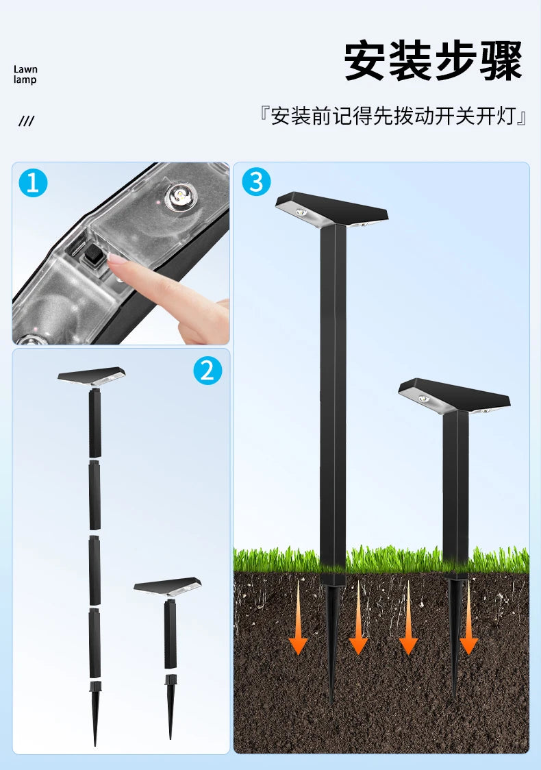 Solar-Powered Lawn Lights, Outdoor Waterproof Ground Lights, Suitable for Courtyards, Paths, Gardens, Lawns, Camping, Outdoor Areas, and Deck Ambiance Decoration and Landscaping
