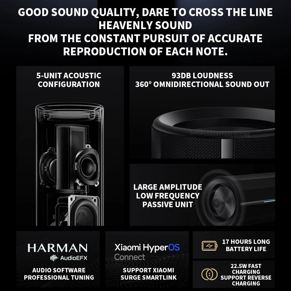 New Xiaomi Bluetooth Speaker ASM02A Bluetooth 5.3 LHDC 5.0 HyperOS IP67 93dB 40W Battery life Outdoor Portable Sound Mi Home APP