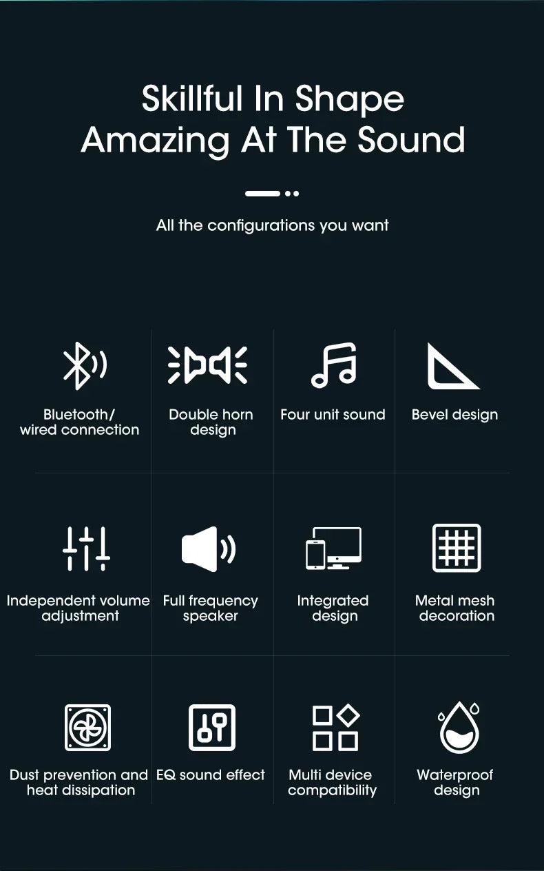 Computer Desktop High-quality Bluetooth Wired Dual-purpose High-volume Microphone Two-in-one Speaker Home Surround Audio System