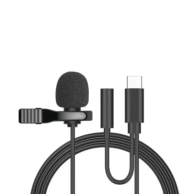 3.5mm Mini Microphone Type C Lapel Clip-on Microphone Portable USB Type-C 3.5mm Professional Micro Mic For DSLR Camera PC Laptop