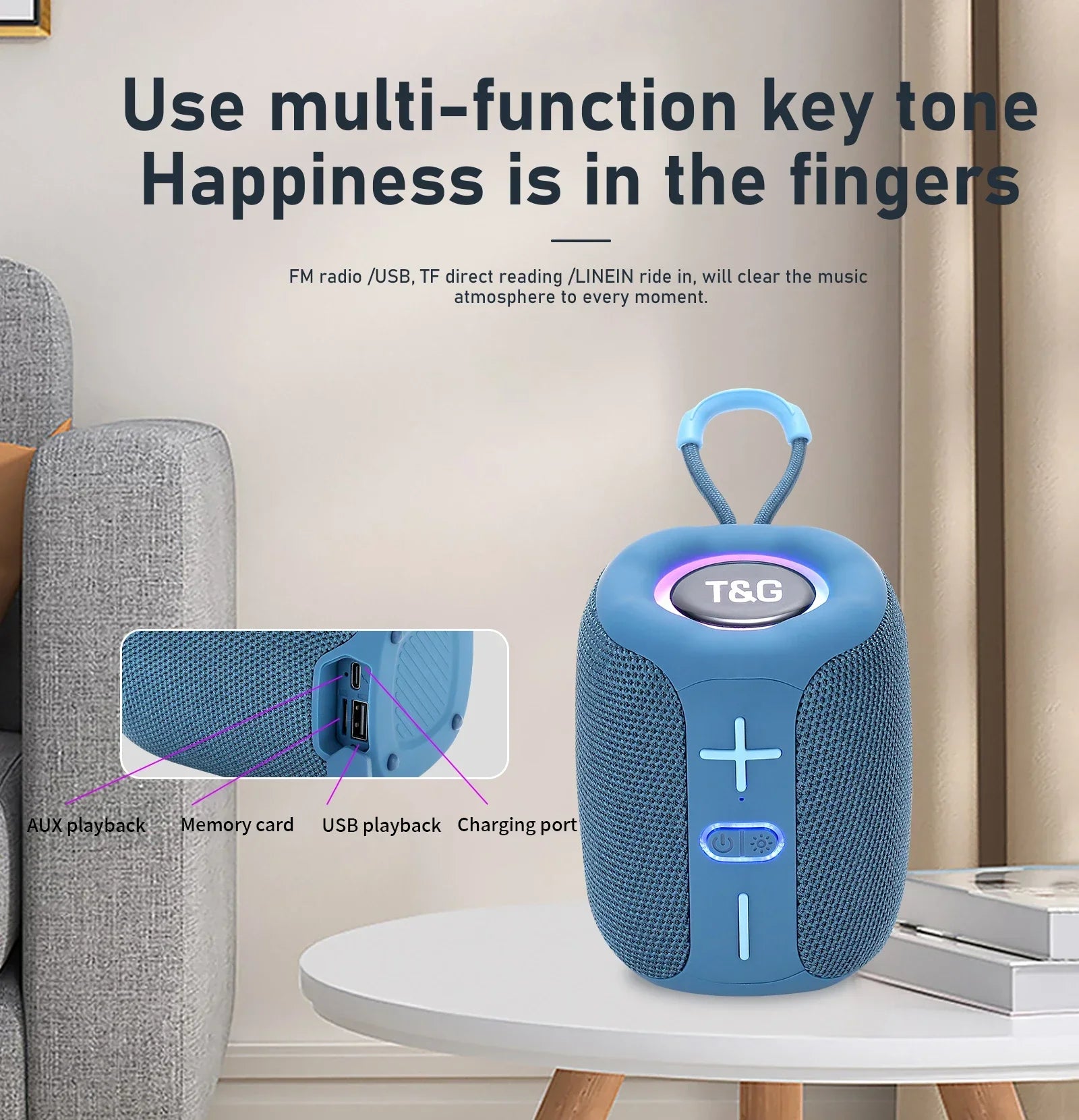 T&G TG658 Bluetooth Speaker Portable Wirelress Soundbar FM Radio AUX TF Card Play Outdoor Fun Camping Riding Hiking Music Box