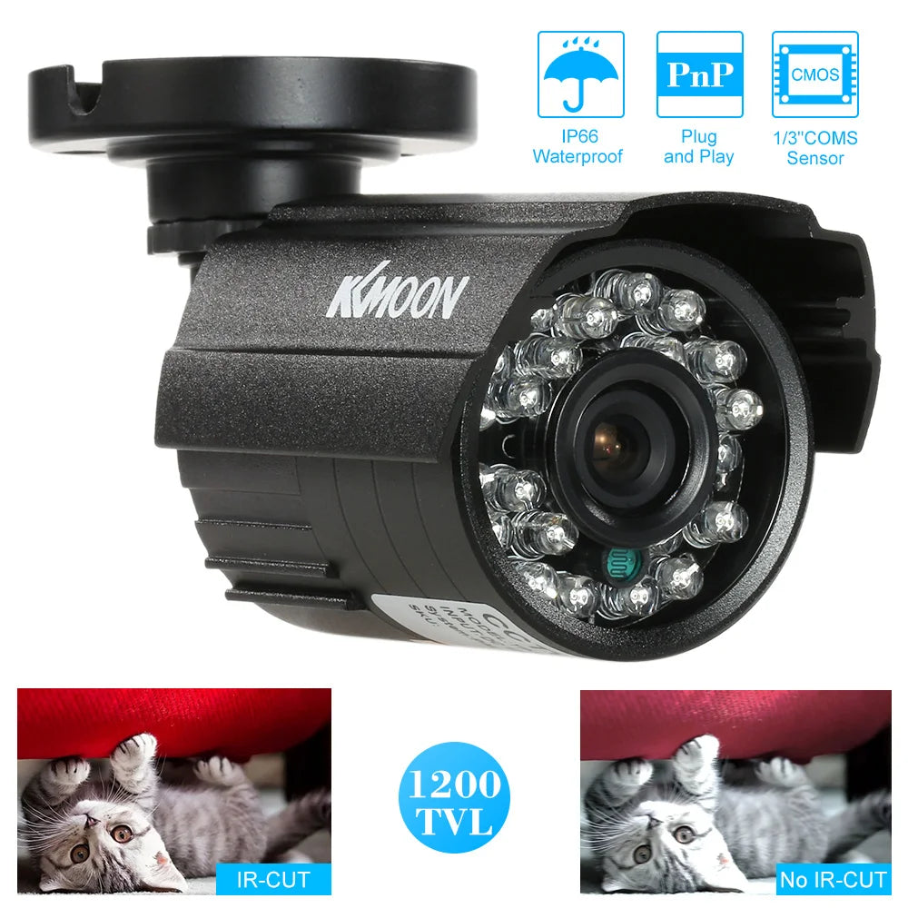 200TVL Analog Camera CCTV Bullet Camera 24 IR Lamps Night Vision 1/3’’ CMOS IR-CUT Waterproof For Home Security PAL System