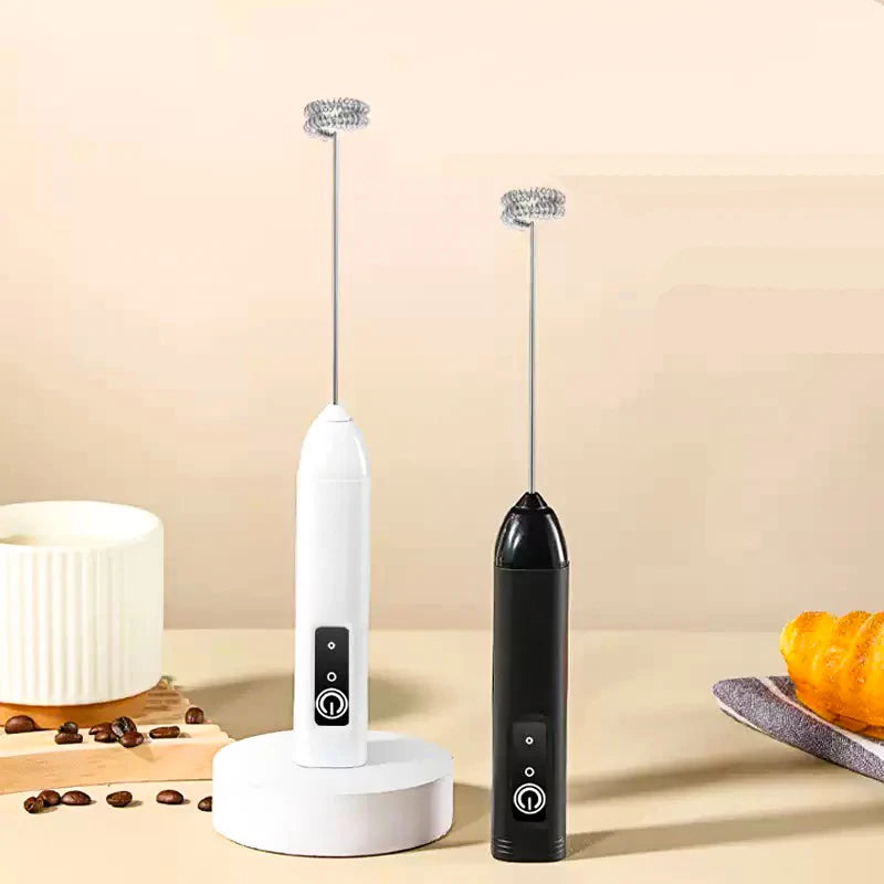 BOX Cordless Electric Milk Frother Hand Mixer Whisk, USB 3 Speeds Handheld Milk Foamer for Coffee Cappuccino Mini Blender