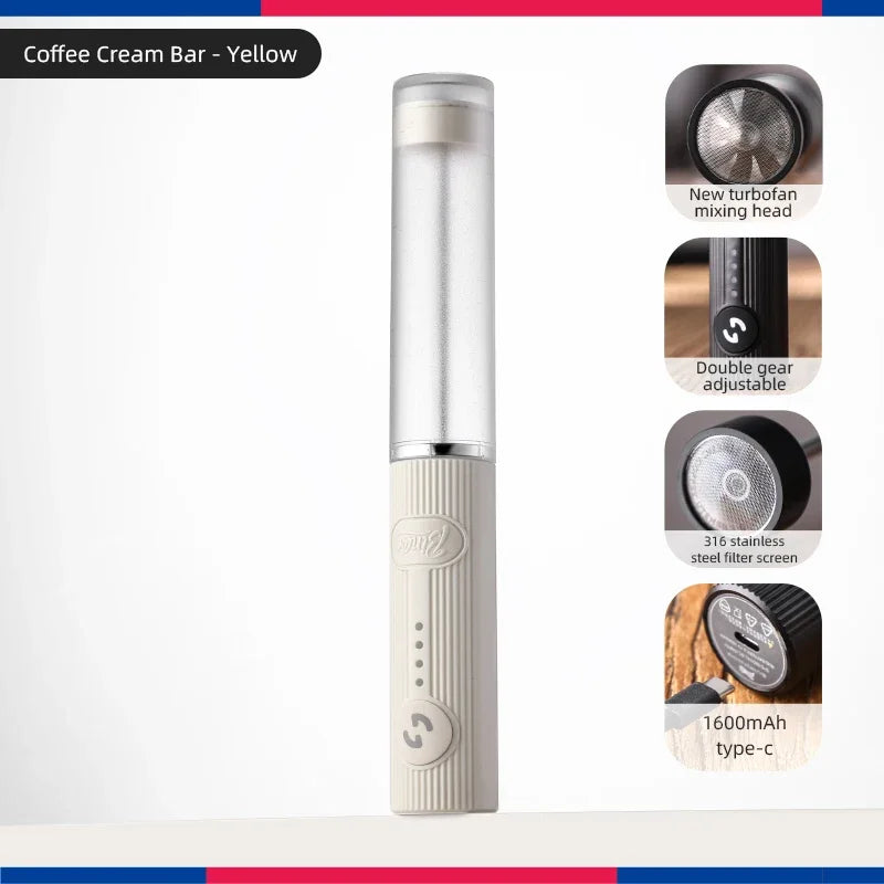 Bincoo UPGRADED Electric Coffee Frother/MILK Whisk+Egg Beater MINI Food Blender USB Rechargeable Handheld 2 Speeds Espresso Tool