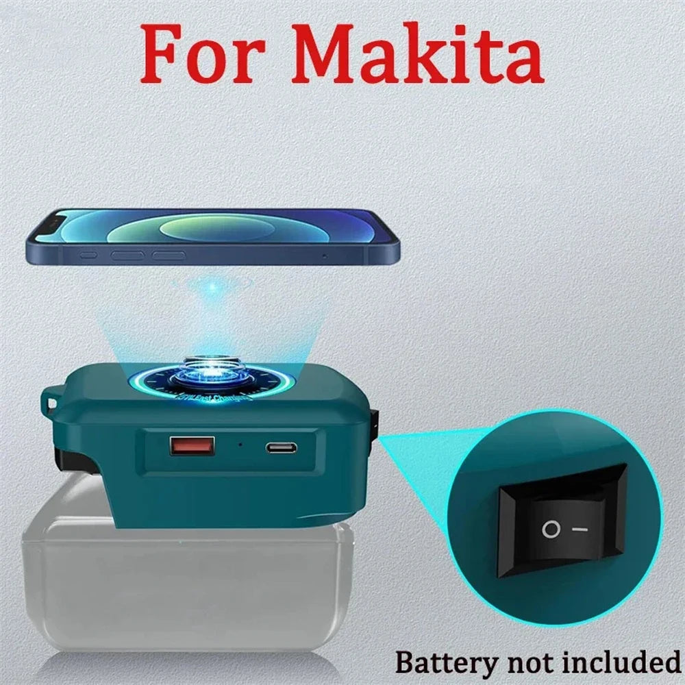 For Makita/Dewalt/Milwaukee 18V 20V Lithium Battery Wireless Charging Adapter Type C USB Charger Adapter Charging for Phone