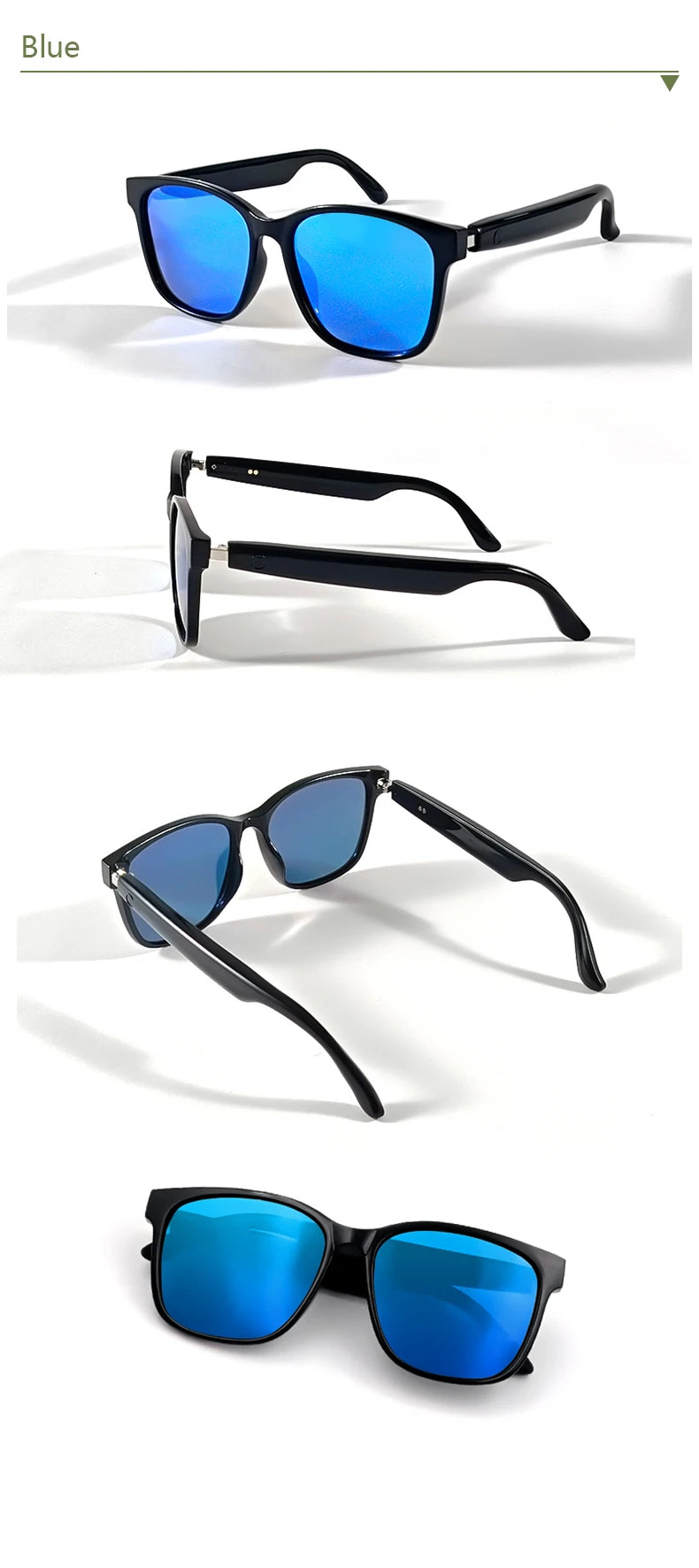 LIGE Fashion AI Smart Bluetooth Glasses Voice Assistant Bluetooth Call Playing Music Men Women Smart Sunglasses Camera Control