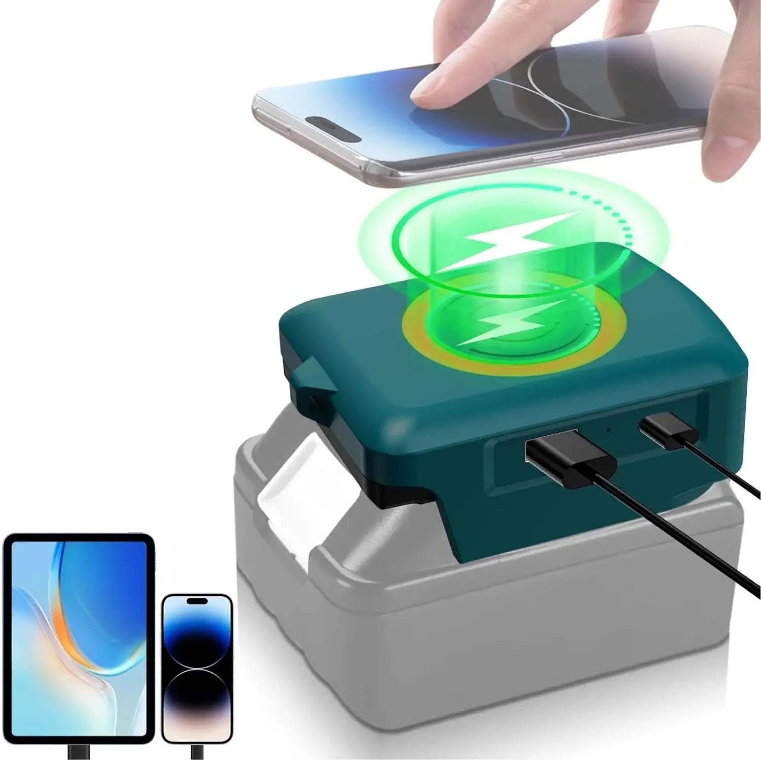 For Makita/Dewalt/Milwaukee 18V 20V Lithium Battery Wireless Charging Adapter Type C USB Charger Adapter Charging for Phone