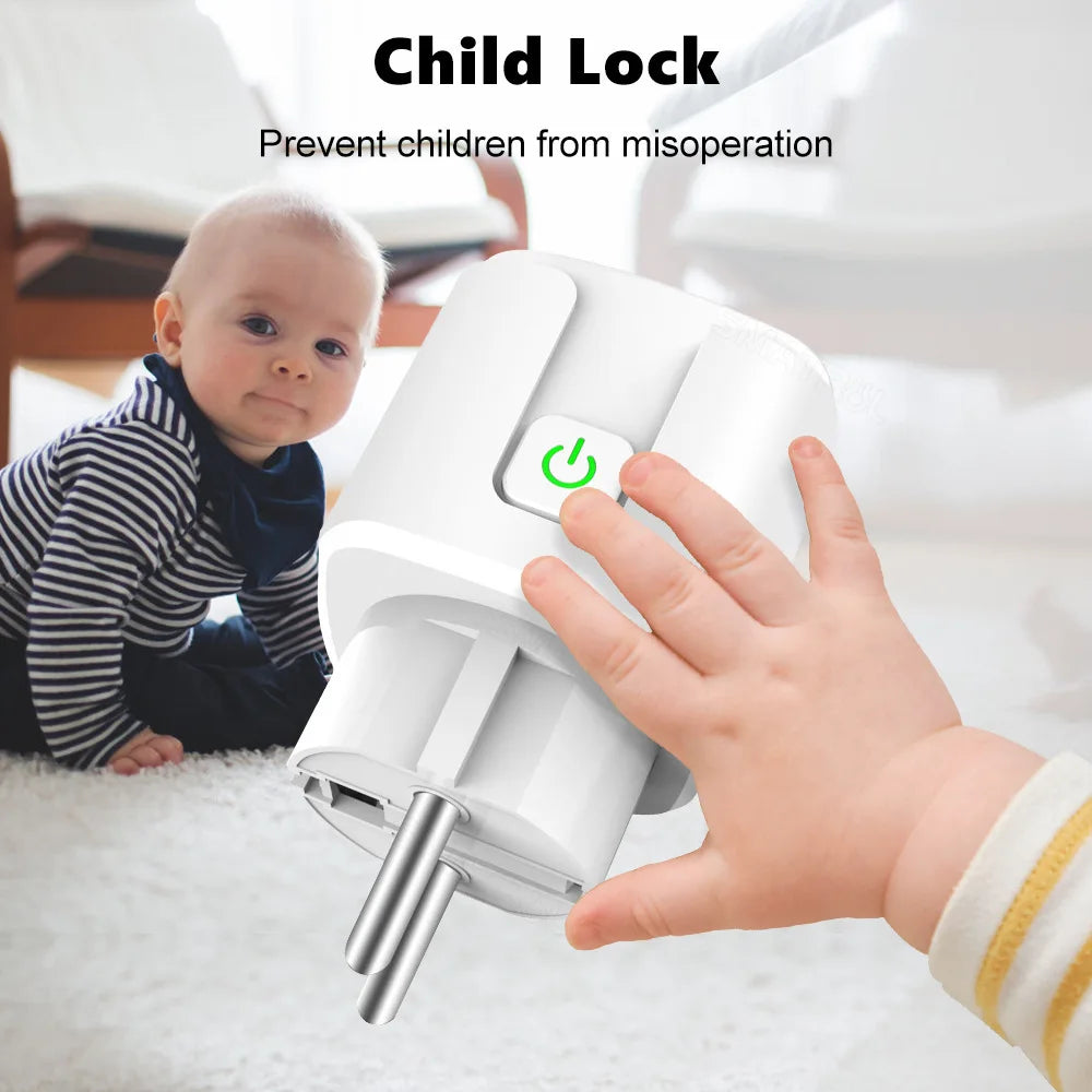 Matter WiFi Smart 16A/20A Plug EU Smart Socket Power Outlet Home Appliance for HomeKit SmartThings Works with Siri Alexa