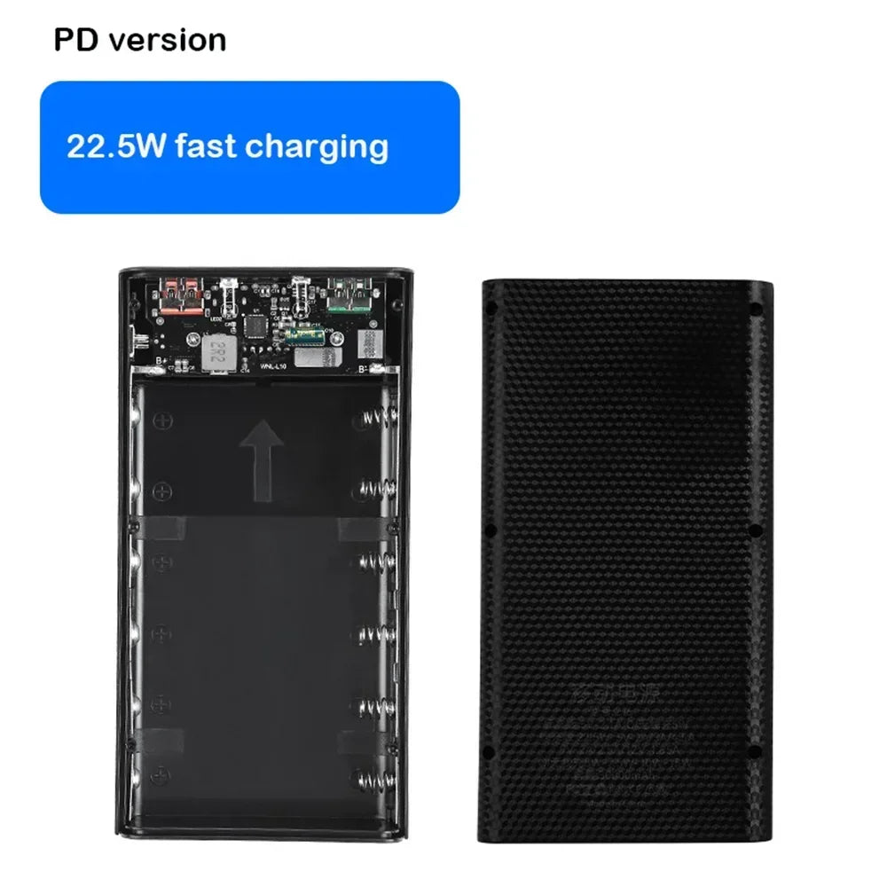 Battery Charger Box Power Bank Holder DIY Shell Case Dual USB 6x21700 With LED Light 21700 Battery Shell Storage Organize