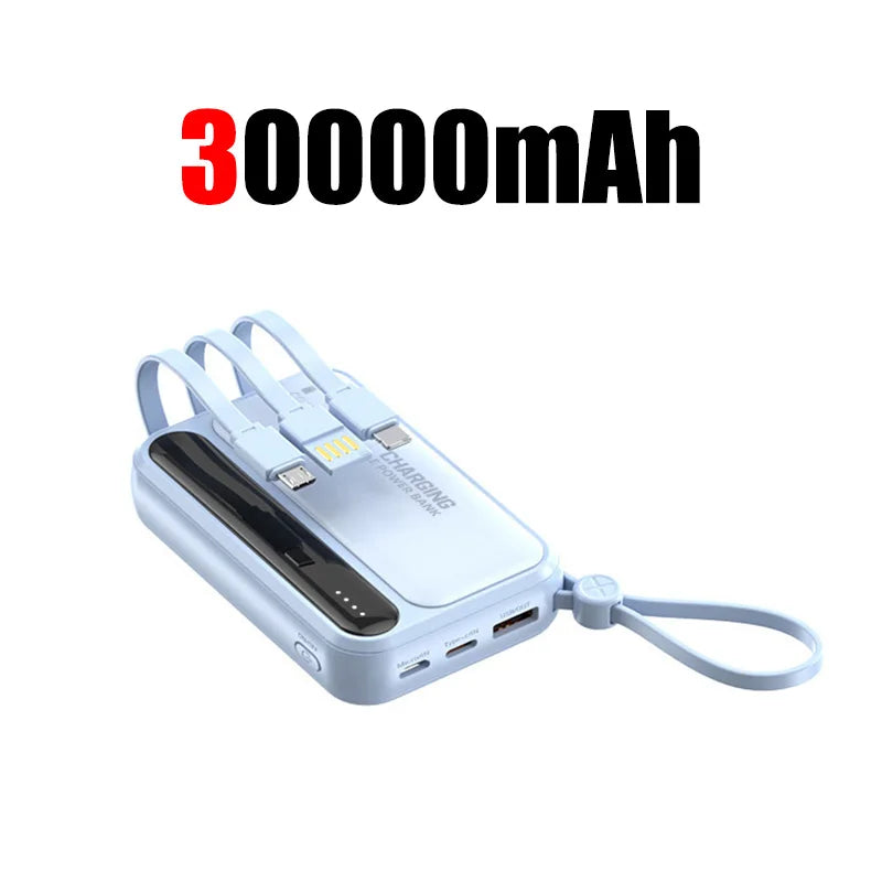 50000mAh Large Capacity Power Bank 4 In 1 Cables Intelligent Digital Display Laser Light  USB Fast Charging External Battery