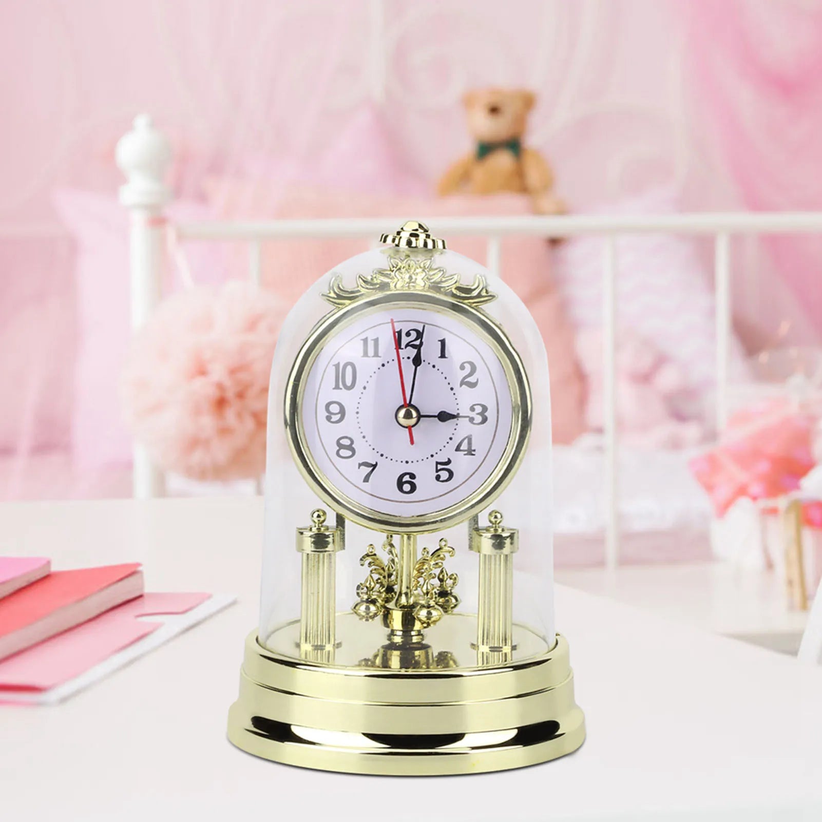 European Retro Style Living Room Clock Antique Silent Table Clock Home Decor