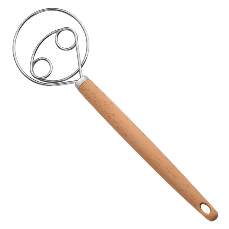 1PCS 10 Inch Creative Hand Blender DIY Danish Bread Stainless Steel Bakeware Dough Whisk Egg Beater Mixer Tool Wood Handle