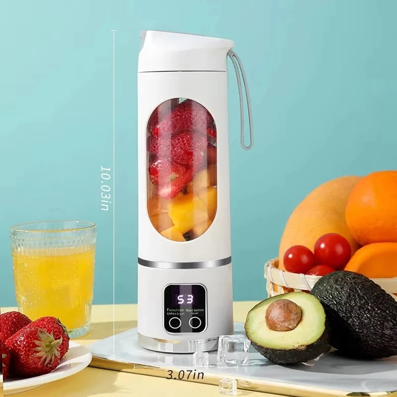 12 Blades Portable Fruit Juicer 450ml Capacity 3 Gears USB Rechargeable Blender Ice Crusher