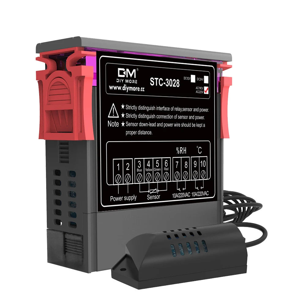 STC-3028 Wired Temperature Controller Digital Thermostat Controller Temperature And Humidity Controller Sensor AC 220V DC12V 24V