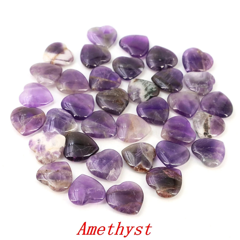 Lots Wholesale Gem Heart Shape LOVE 20MM Natural Crystal Amethyst Agate Bead Healing Reiki Natural Stone Gift Supplies