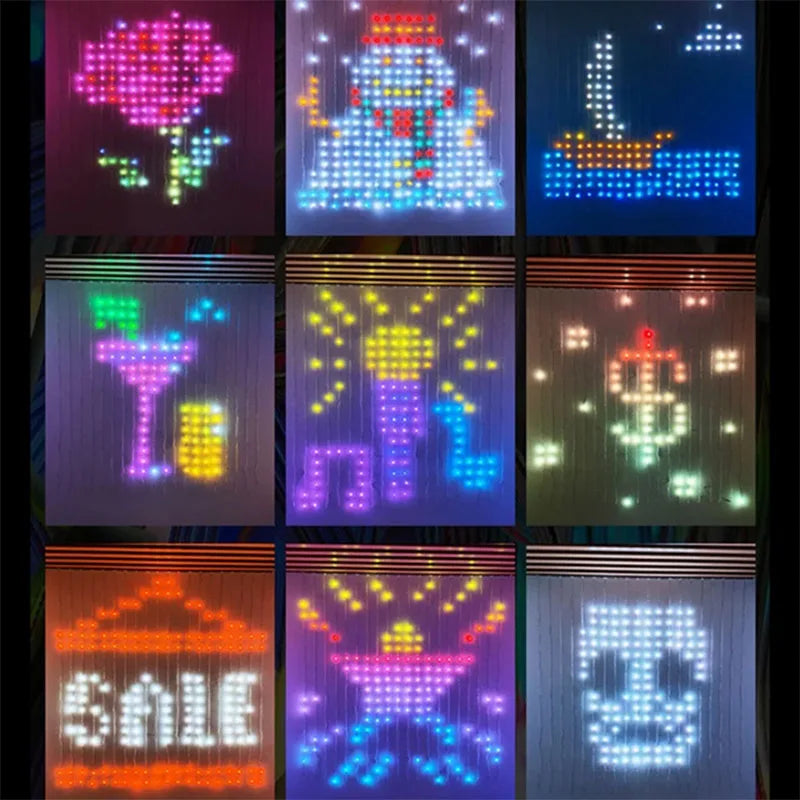 Smart LED Curtain Light APP Control RGB Dimmable DIY Pattern Music Valentine's Day Lighting for Home Holiday Party Decor