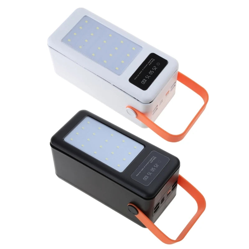 DIY Power Bank Case 18650x21 PD QC4.0 3.0 22.5W Fast Charge Battery Storage Box with Micro Type-c Charging Cable Camping Light
