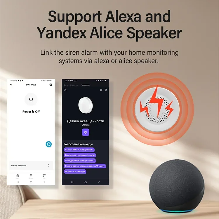 Tuya Zigbee WiFi Smart Siren Alarm 100db Speaker For Smart Home Security Works With SmartLife Alexa Yandex