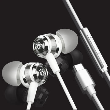 J109 Wired Earbuds Superior Sound Quality In-Ear Headphones with Type-C & 3.5mm Jack HiFi Stereo Metal Headphones with Mic