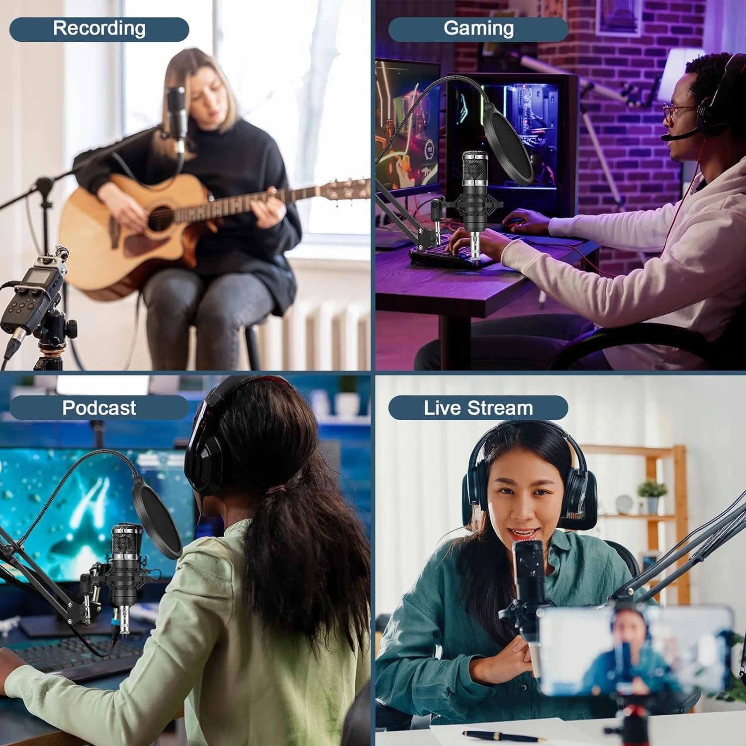 Podcast equipment set with voice changer, podcast mixer, with BM800 microphone, suitable for podcast, recording, live broadcast