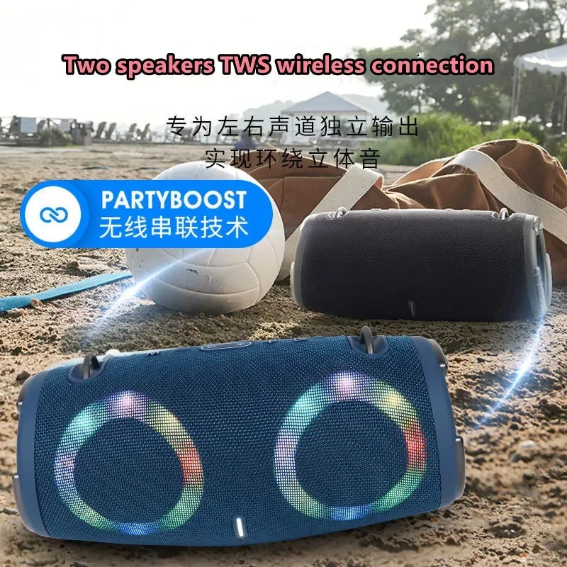30W high power bluetooth speaker portable RGB colorful light waterproof wireless subwoofer 360 stereo surround TWS FM boombox